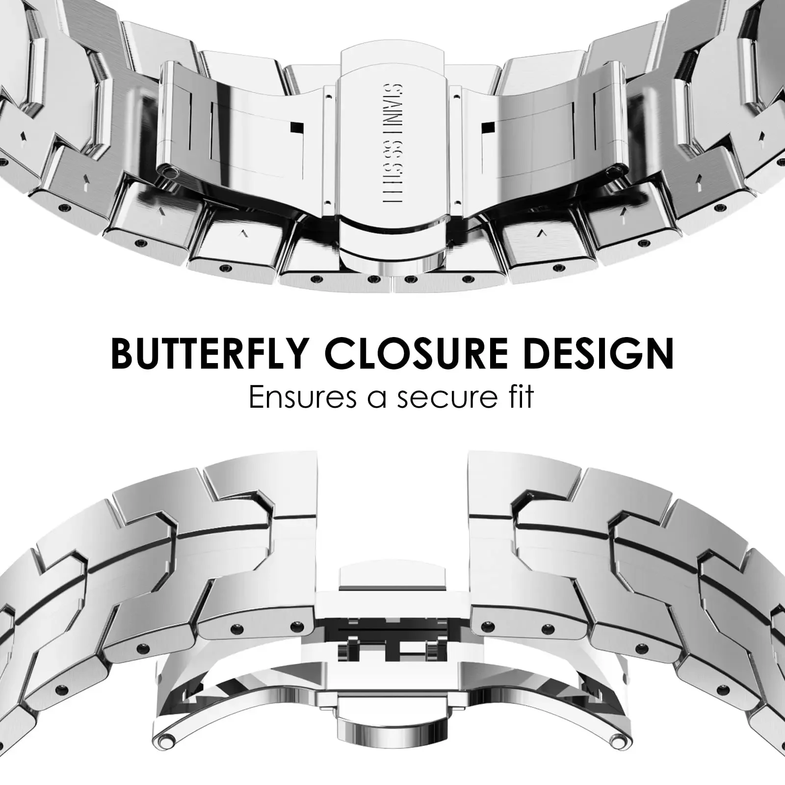 Elegant Stainless Steel No-Gap Metal Watch Strap with Quick-Release Bracelet