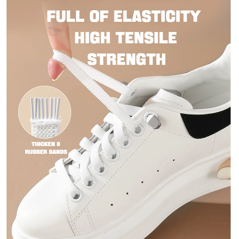 

Elastic Laces Sneakers 0.8CM Width Flat Shoelaces Without Ties Kids Adult Quick Buckle Rubber Band Sports Shoes Lazy Accessories