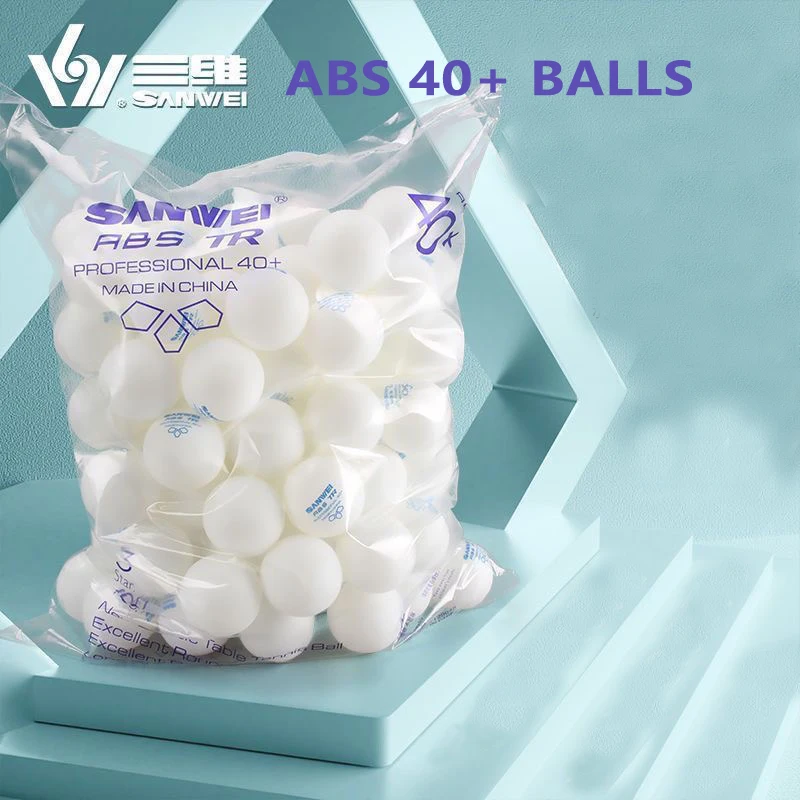 Original SANWEI-ABS TR 3Star 100PC Table Tennis Balls Ping Pong Balls 40+ Plastic White Ping Pong Balls for Training