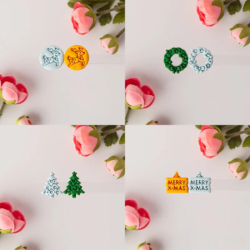 Festive Polymer Clay Cutter Set: Deer, Snowflake, Santa, Gingerbread Man for Holiday Jewelry and Decor