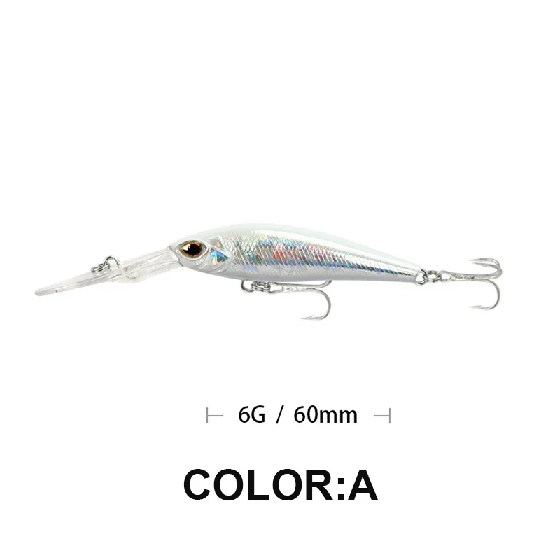 Fishing Lure Long Lip Minnow Wobbler Lure 6cm 6g Deep Diving Floating Jerkbait Swimbait Artificial Hard Bait Trout Bass Bait fishing lure