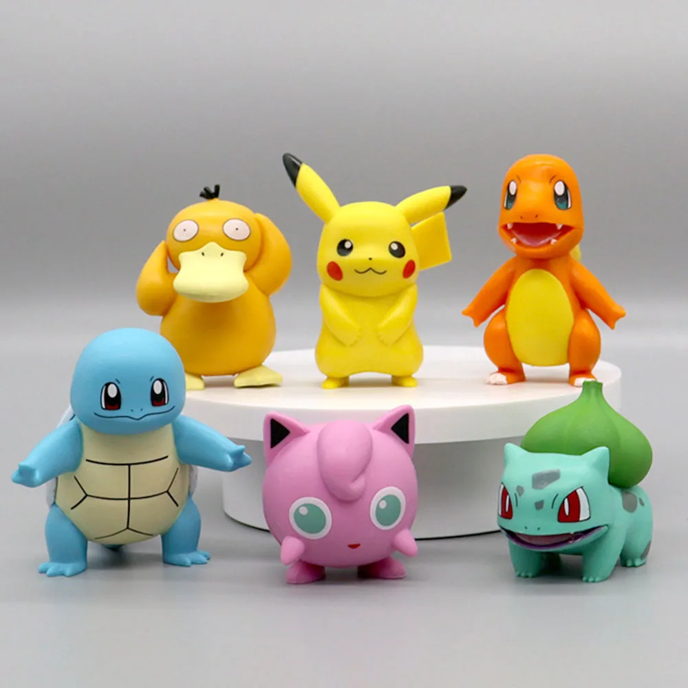 

6pcs Anime Pokemon Toy Pet Figure Model Doll Pikachu Eevee Charmander Munchlax Bulbasaur Psyduck Figurine Collection Kid Gift