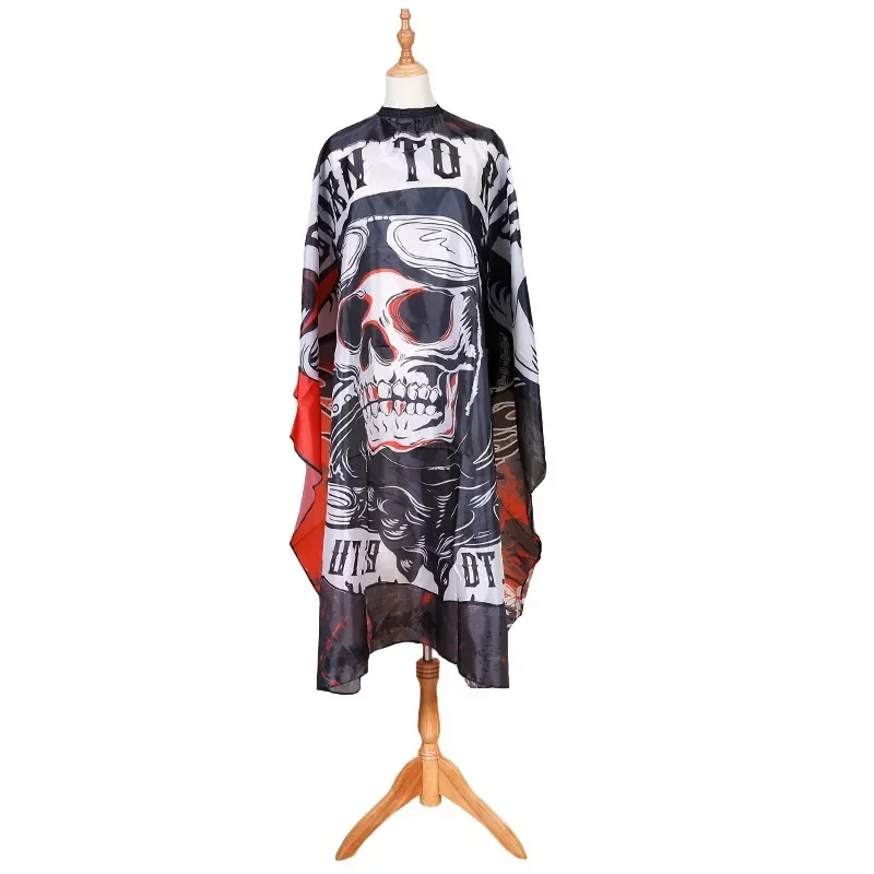 New Haircut Hairdresser Barber Cloth Skull Pattern Apron Polyester Cape Hair Style Design Supplies Salon Barber Dress