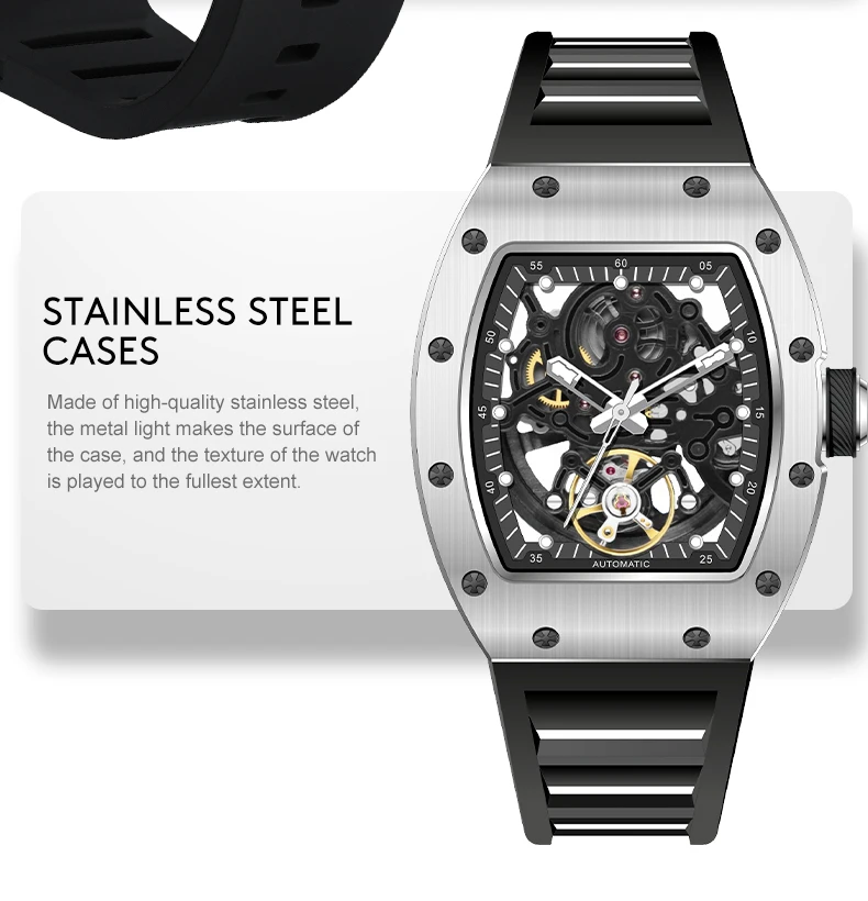 2025 Barrel Case Design Wishdoit Mechanical Wristwatch Fashion