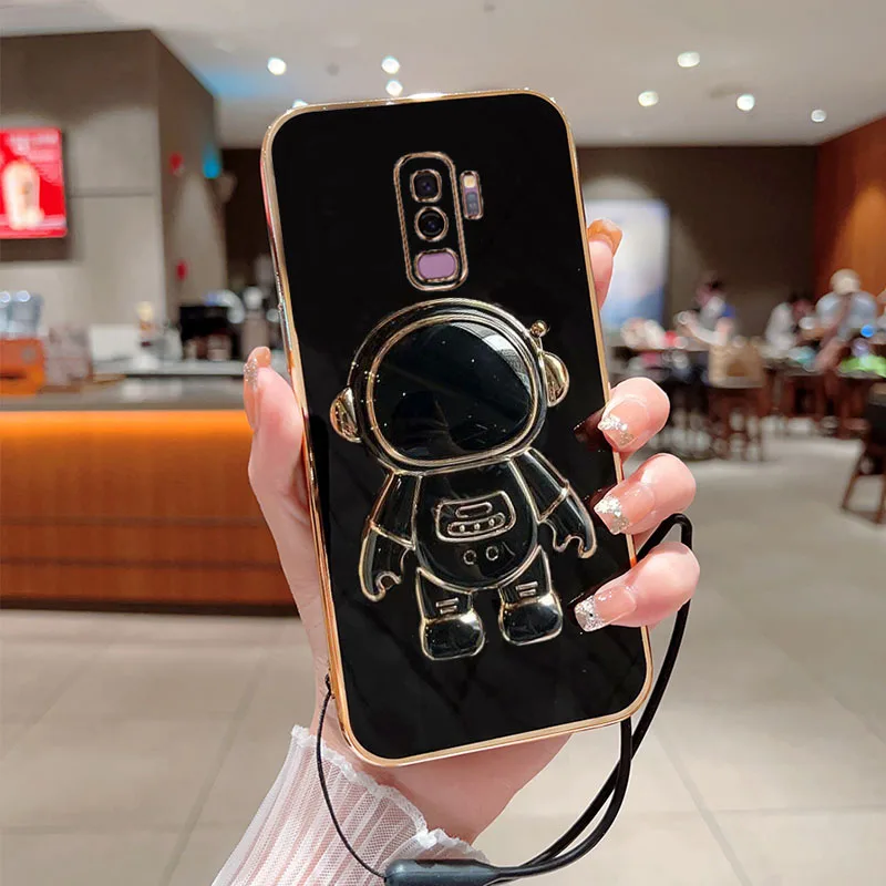 Luxury Plating Square TPU Glossy Phone Case with Cute Stand and Soft Silicone Back Cover