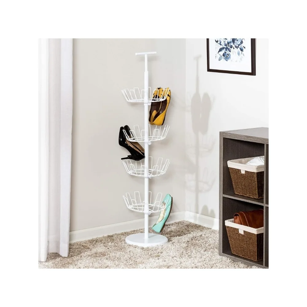 

SHO-01197 Shoe Tree with Spinning Handle, White, 4-Tier, 30 lbs