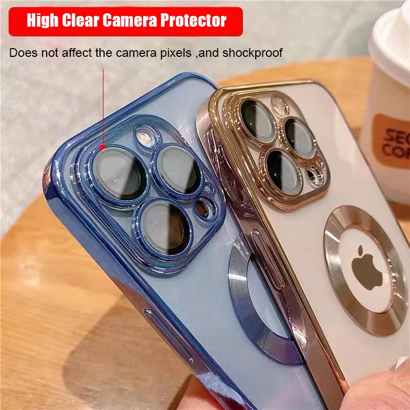 Luxury Plating Frame Clear Silicone Phone Case For iPhone 13 12 11 Pro Max Mini X XS XR 7 8 Plus SE Glass Camera Protector Cover cute iphone 12 pro max cases