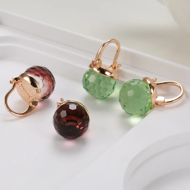 

Luxury Fashion Jewelry Purple Austrian Crystal Ball Heart Drop Earrings Wedding Party Accessories for Women 2021 New