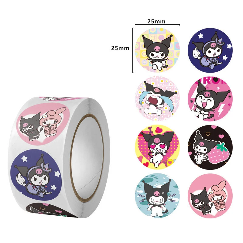 

500 шт./рулон Мультяшные наклейки Kawaii Kuromi Cinnamoroll Мультяшные Детские наградные наклейки подарок декоративные наклейки игрушки
