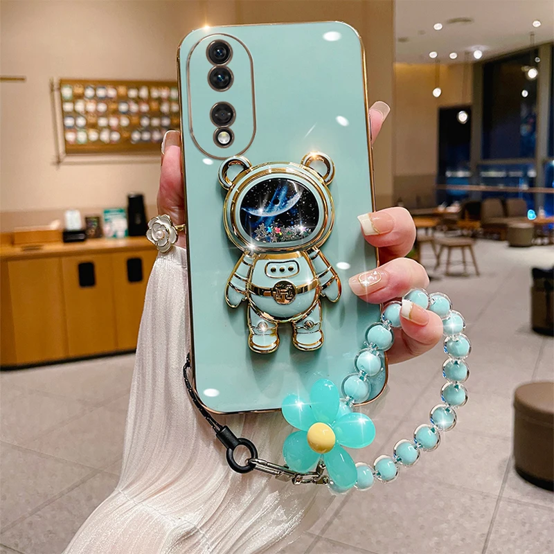 3D-Blumenarmband-Hülle für Honor X9 X7A X6 X9A X8 5G X8A 10 20 30 Lite 50 70 9X Pro 90 X7 Quicksand-Astronautenhalter_voghion.com