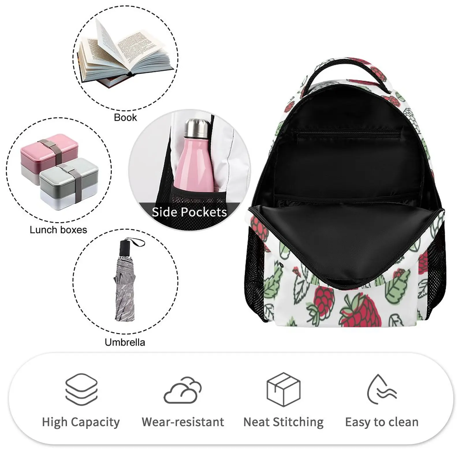 Children Painted Simple Schoolbag Full Print Simple Backpack Large Capacity Travel Leisure Bag Customizable Your Pattern