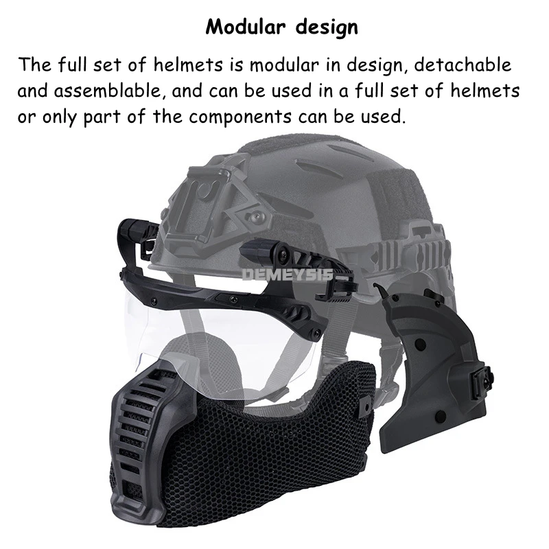 Airsoft Full Covered Helmets with Removable Mask Goggles Outdoor Hunting Tactical Wendy 3.0 Full Protection Helmet Training Gear - 5