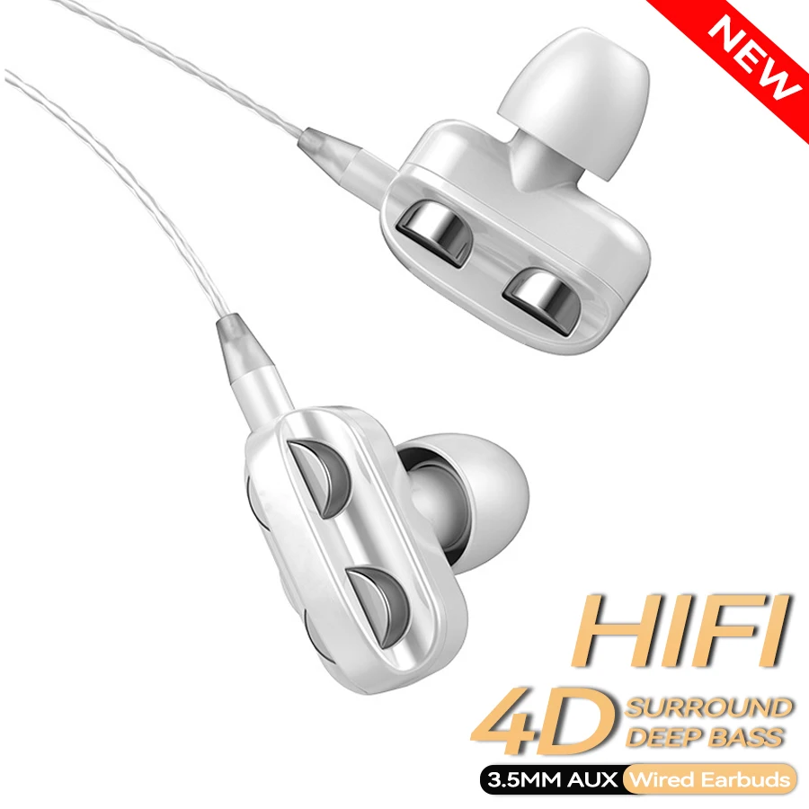 Noise-Canceling In-Ear Sports Headphones with Dual Driver Bass & HiFi Sound