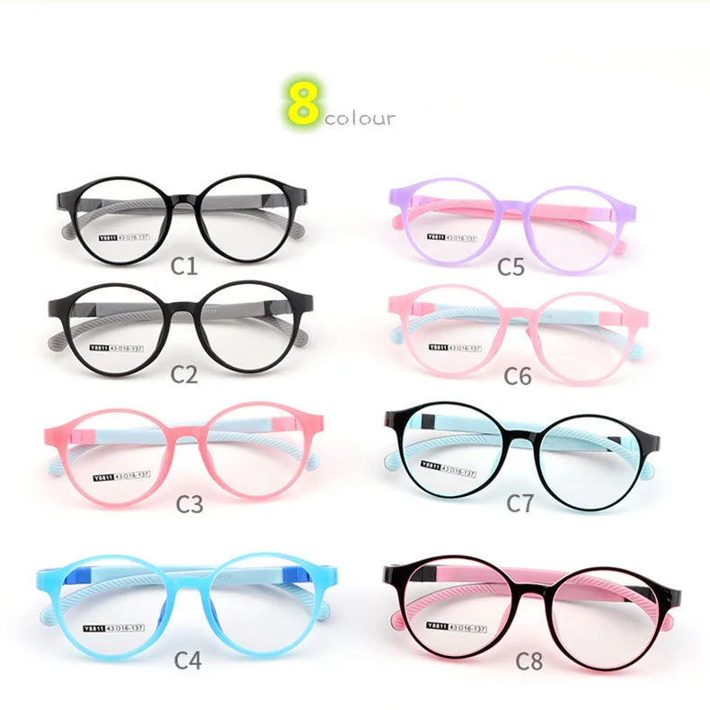 Kids Blue Light Glasses Child Girl Boy Round Eyeglass Frames Silicone Nose Pad 0 Diopter Myopia Optical Glasses Frame