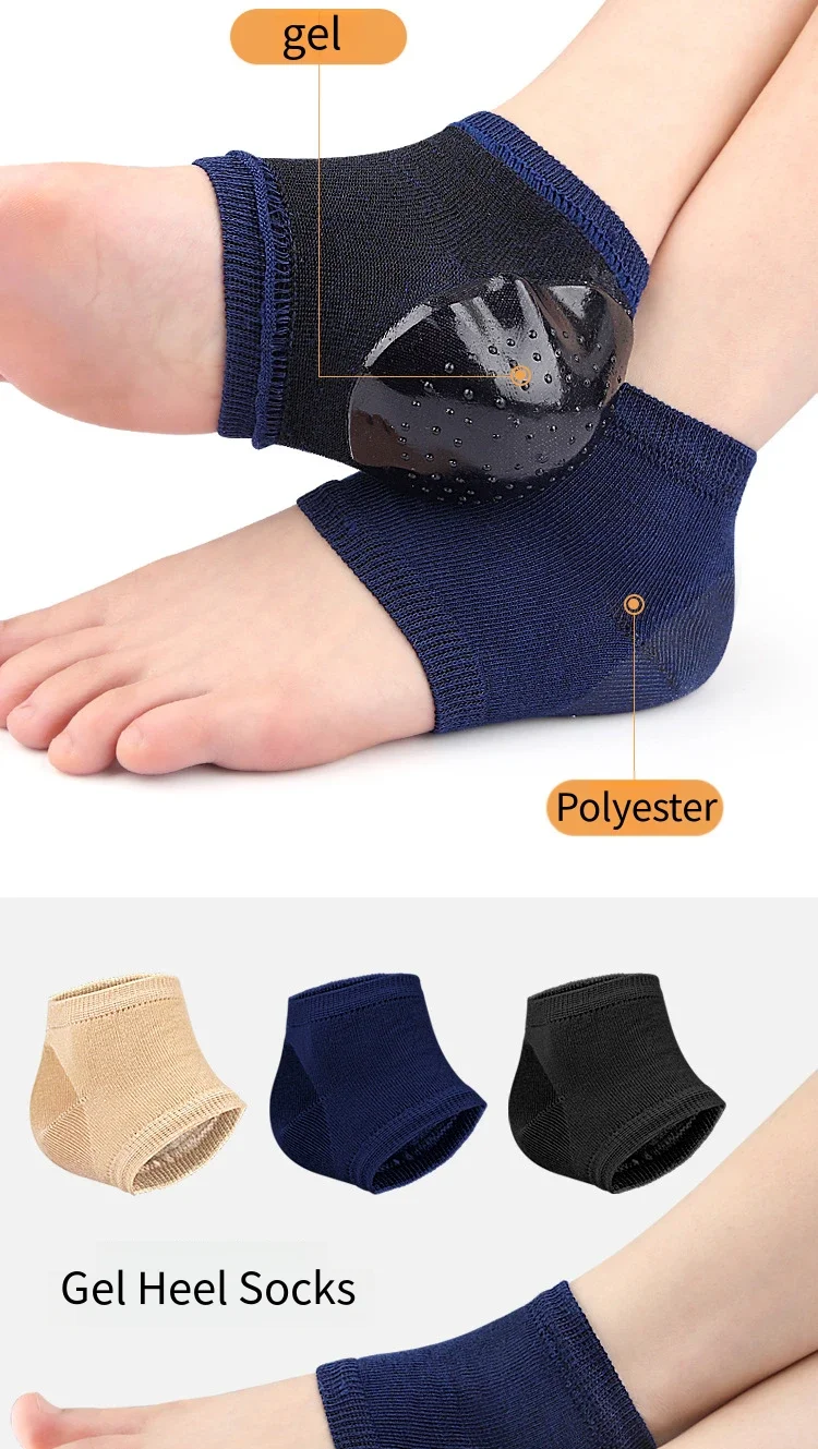 1/4 Paar weibliche Männer Socken Fußpolster Heels Fersengel schützende stoßdämpfende Einlegesohlen Fußpflege Haut Anti-Rissige Fußsocke – Detail 4