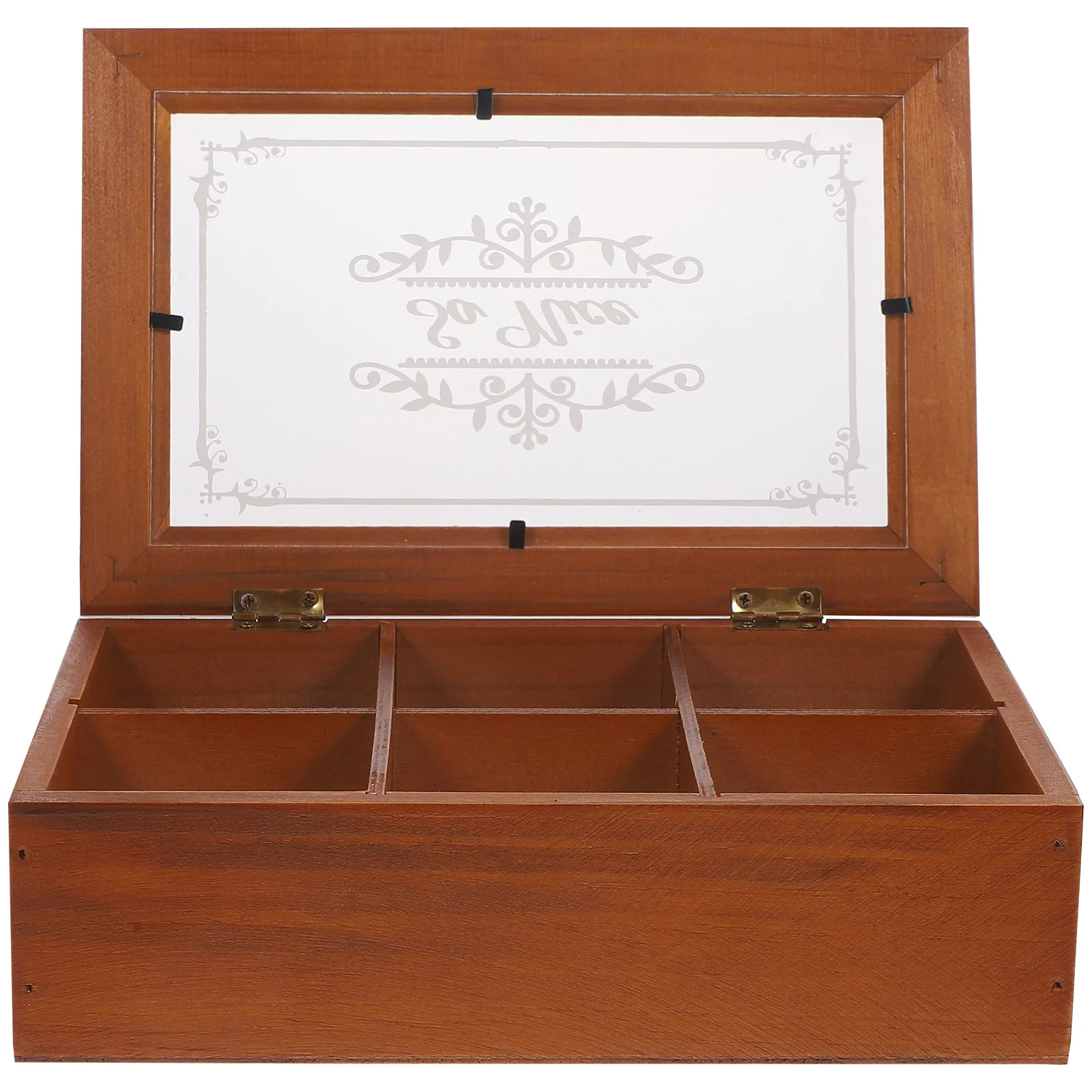 Jewelry Box Wooden Trinket Box Retro Sundries Case Rectangle Jewelry Organizer 6-grids Jewelry Box