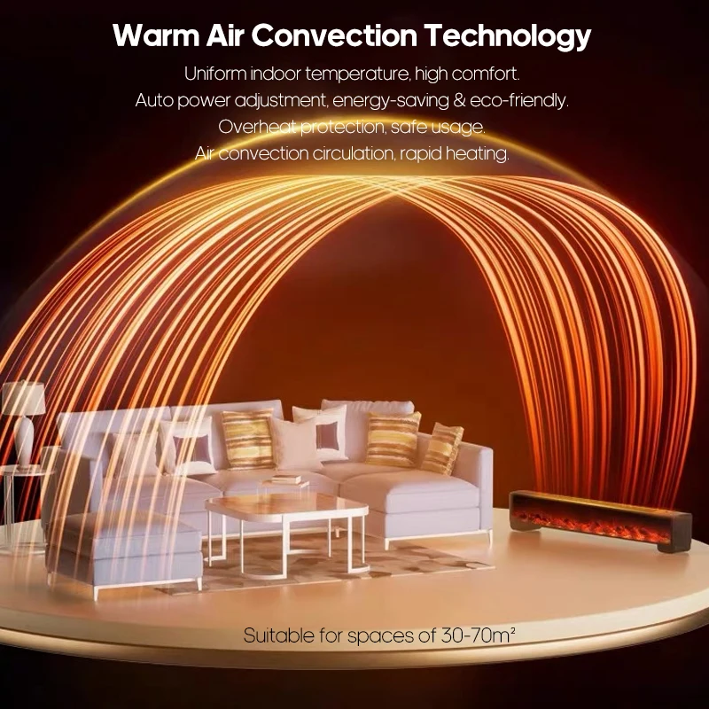 KINSCOTER Baseboard Heater 2000W Simulated Fireplace Home Electric Space Convector Heater Auto Thermostatic for Living Bedroom 3 KINSCOTER Baseboard Heater 2000W Simulated Fireplace Home Electric Space Convector Heater Auto Thermostatic for Living Bedroom 3