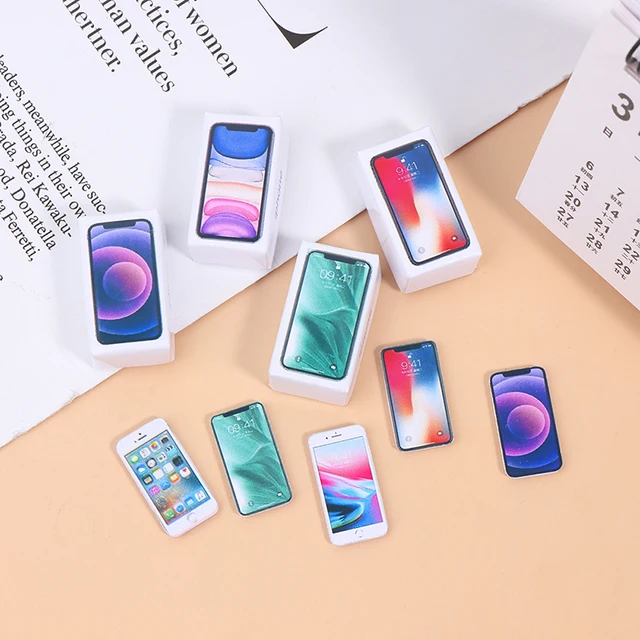 1:12 Miniature Dollhouse Mobile Phone Iphone Model IPhone Box For Barbies BJD OB11 Blyth Doll House Decoration Accessories 5