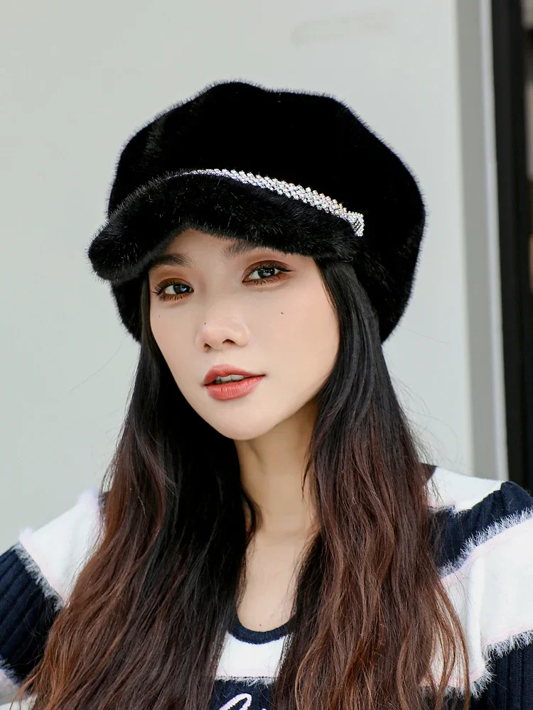 Chapeau Femme En Fausse Fourrure Marron - Entièrement Doublé, Style Vintage Tam, Taille Unique, Occasion