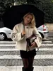 Elegant Solid Round Neck Button Up Short Coat Women Fashion Long Sleeved Jacket 2024 New Autumn Winter Lady Commute Street Wear 6