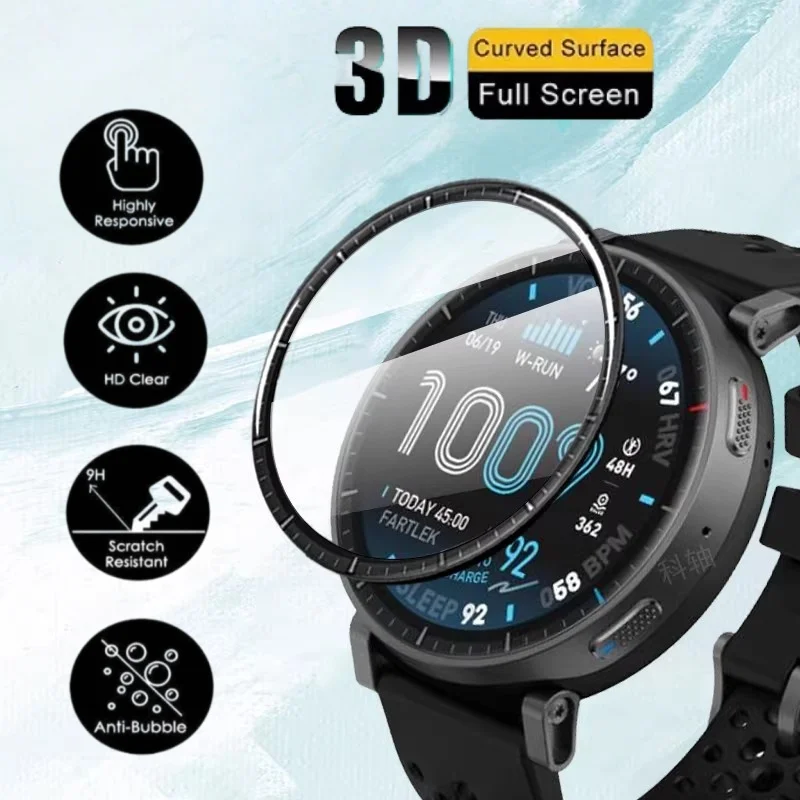 Amazfit Active Max 스마트 시계용 100PCS 3D 곡선형 엣지 스크린 프로텍터 풀 커버리지 보호 필름