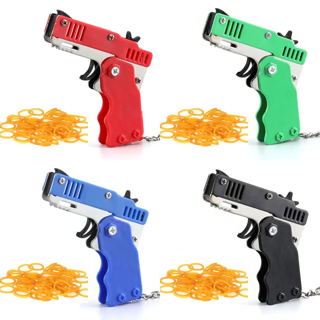 Enfants Jouets Cool Keychain Rubber Band Gun Mini Métal Pliant