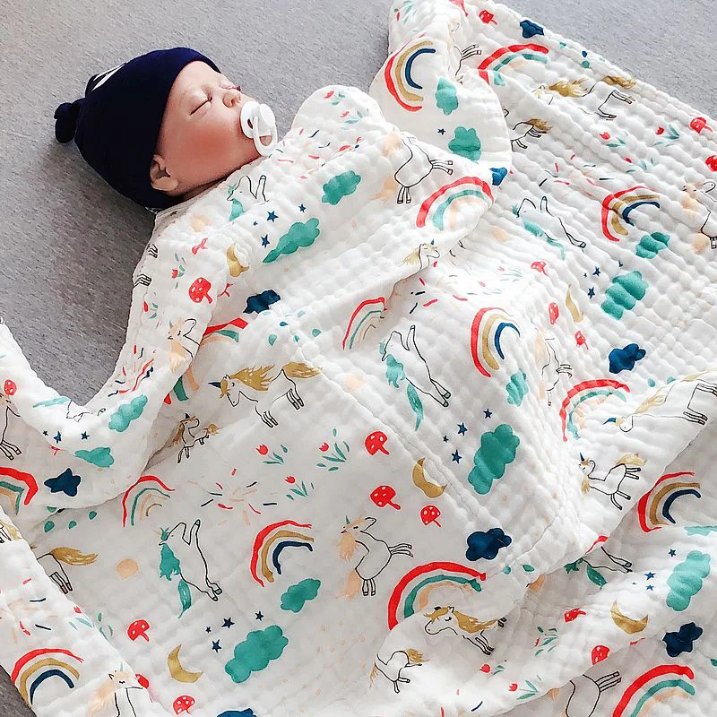 Asciugamano da Bagno per Neonati, Accappatoio in Mussola per Neonati e Bambini, Panno per il Bagnetto, Coperta in Cotone con Disegni Cartoon per Bambini e Bambine - immagine 5