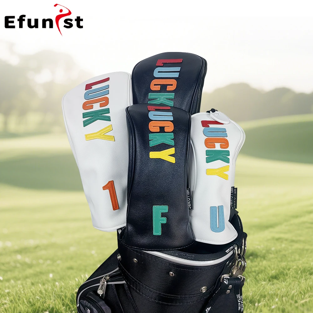 Description Picture 4 of itemGolf Wood Head Covers Lucky Styles PU Leather Protector Cover For Driver Fairway Hybrid Waterproof Club Cover Golf Accessories