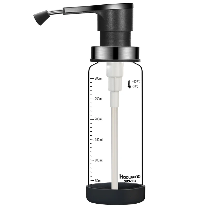 Condiment Squeeze Bottle 1pc Syrup Ketchup Vinegar Glass Sauce Press Bottle Pressure Nozzle Oyster Sauce Push Pump