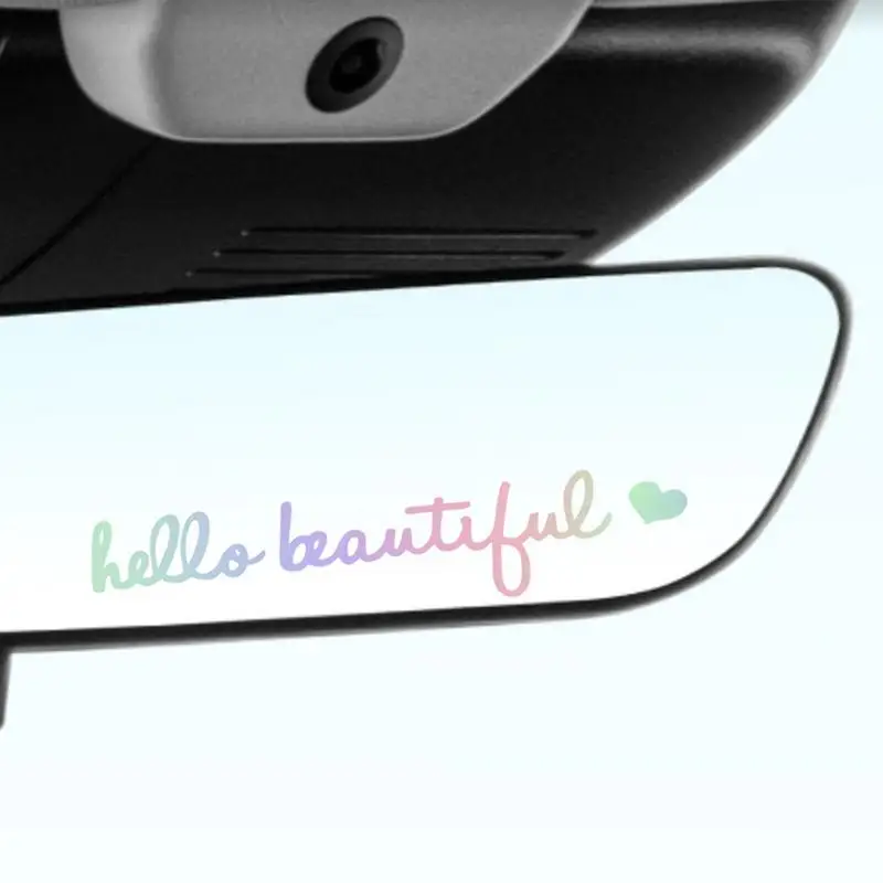 Hello Beautiful Rearview Mirror Decal Waterproof Auto Sticker Sign Chic Car