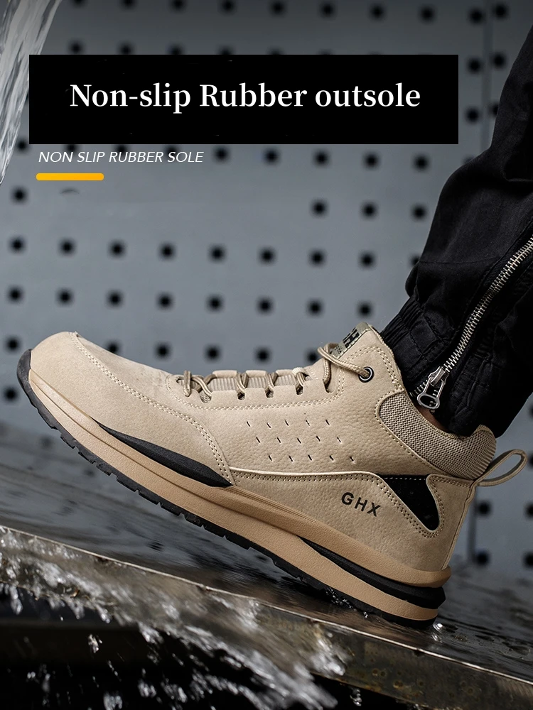 Men Work Safety Boots Autumn Winter Warm Indestructible Steel Toe Work Shoes Anti-Smashing Work Sneakers Protective Safety Shoes 4