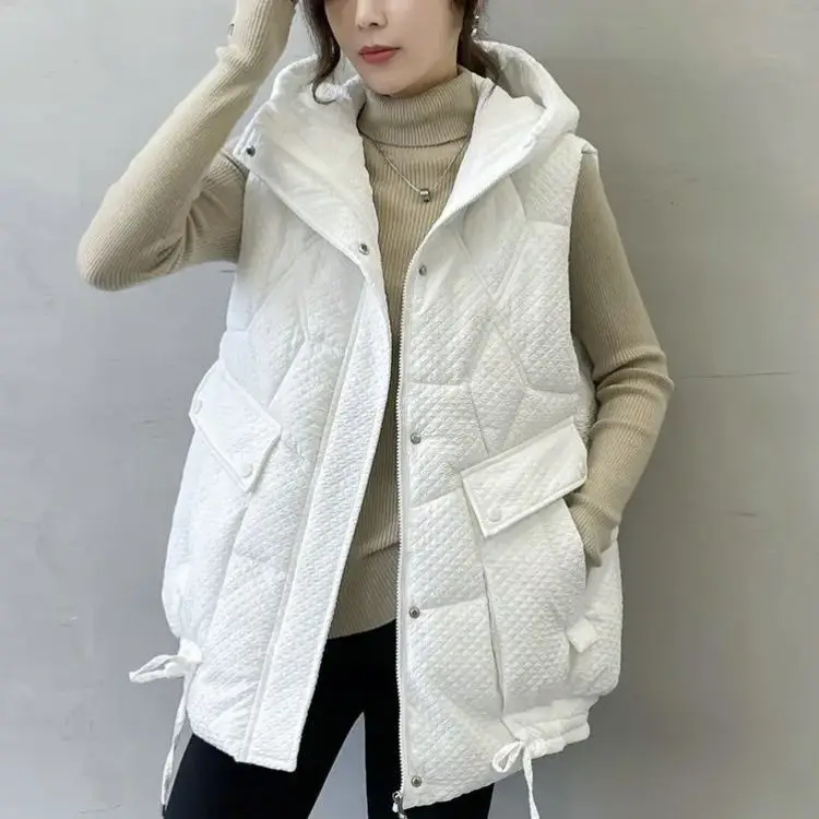 

New 2024 Winter Vests Women Coat Lady Sleeveless Jackets Autumn Waistcoat Short Slim Thickening Warm Vest Female J22