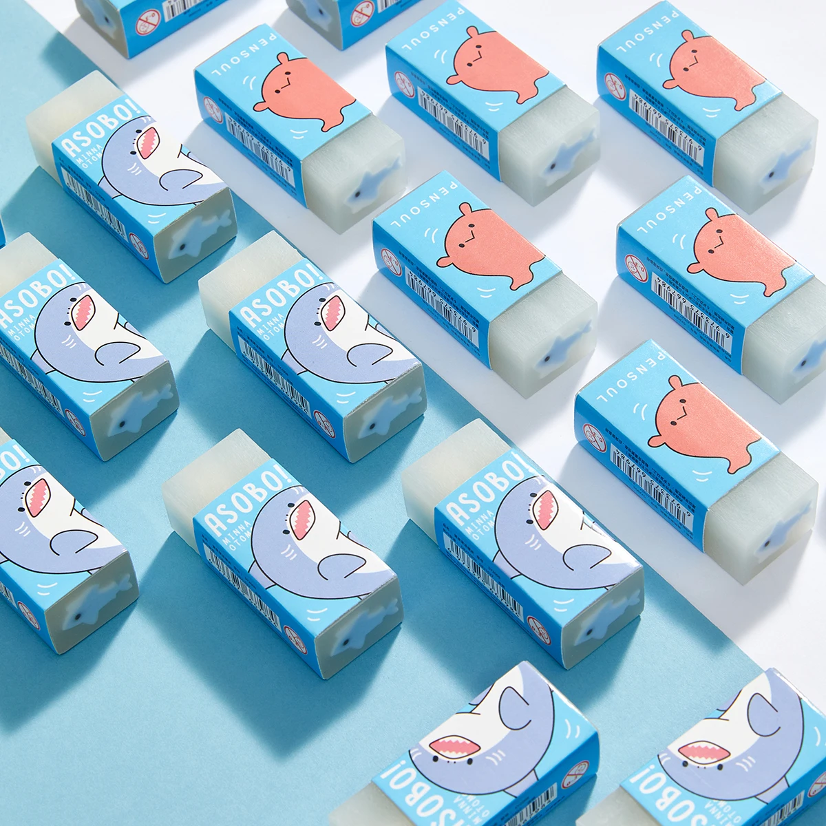 

6pcs Cartoon Shark Kawaii Rubber Eraser New Arrival Pencil Eraser Novelty School Office Supplies Student Prizes Eraser Gift