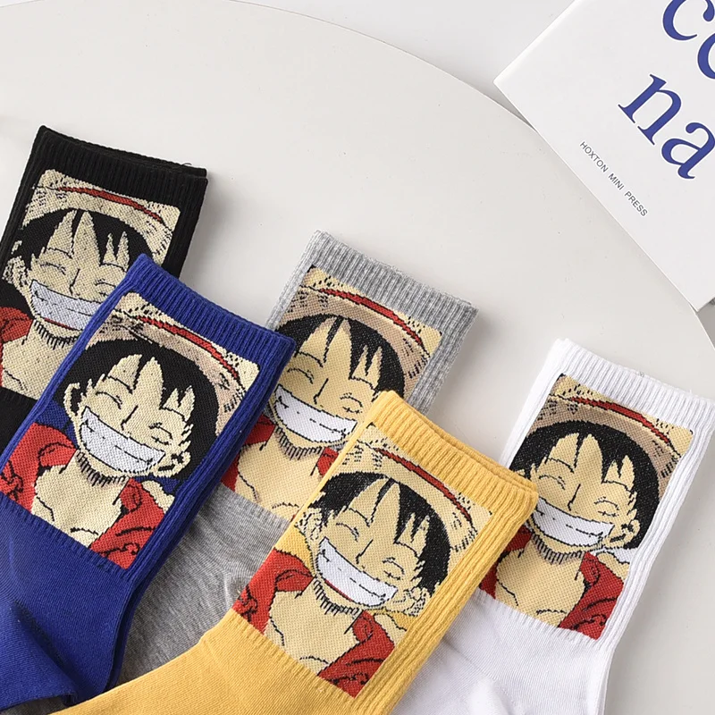 

One Piece anime peripheral Luffy cartoon socks for men and women mid-high ins style trendy autumn and winter couple sports socks
