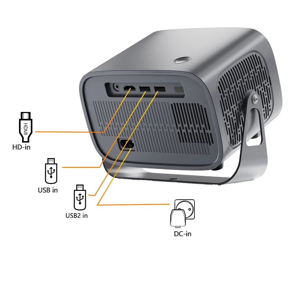 A10 Smart Projector Portable Android 11.0 Projector with 5G/2.4G Dual WiFi BT 1280*720P 200ANSI 2000:1 Home Theater