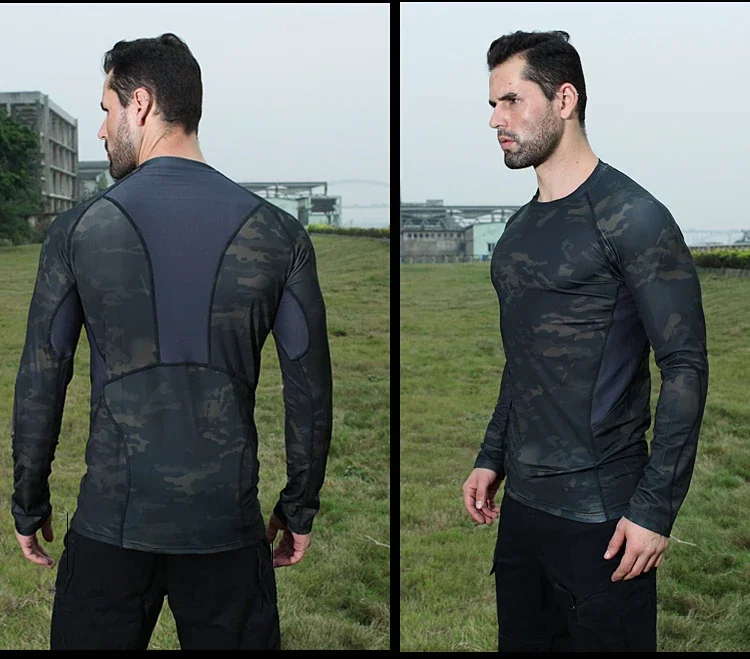 New Tactical Camouflage Mesh Elastic Quickdry T-shirts O-neck Long Sleeve Tees MC MTP MCA