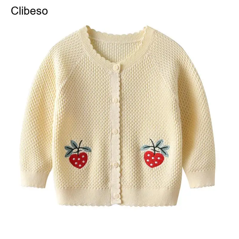 

Toddler Girl Knit Cardigan Newborn Strawberry Wedding Birthday Jacket Formal Knitted Crochet Sweaters Coat Kids Cape Clothing