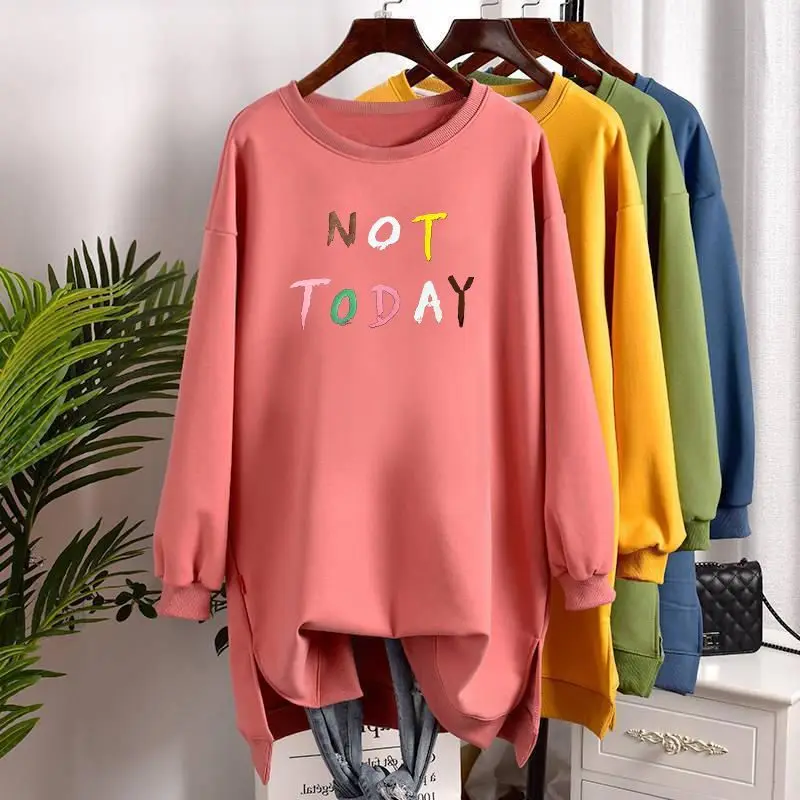 Autumn and Winter Women's Pullover Long Sleeve Korean Version Loose Elegant Commuter Print Long Comfortable Tops