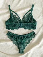 Lingerie et sous-vêtements pour femmes, soutien-gorge à armatures et culotte brésilienne à bretelles en dentelle fantaisie, style victoria 2