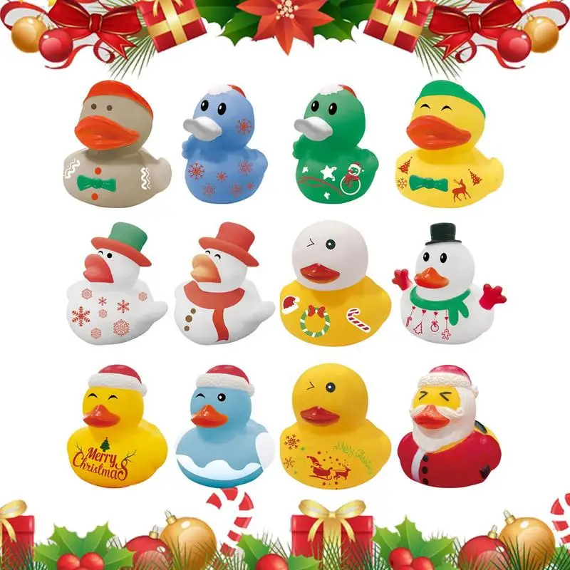 

Christmas Rubber Ducks 12Pcs Funny Duckies Bath Pool Toy Set Bathroom Bathtub Toys Party Supplies For School Carnivals And