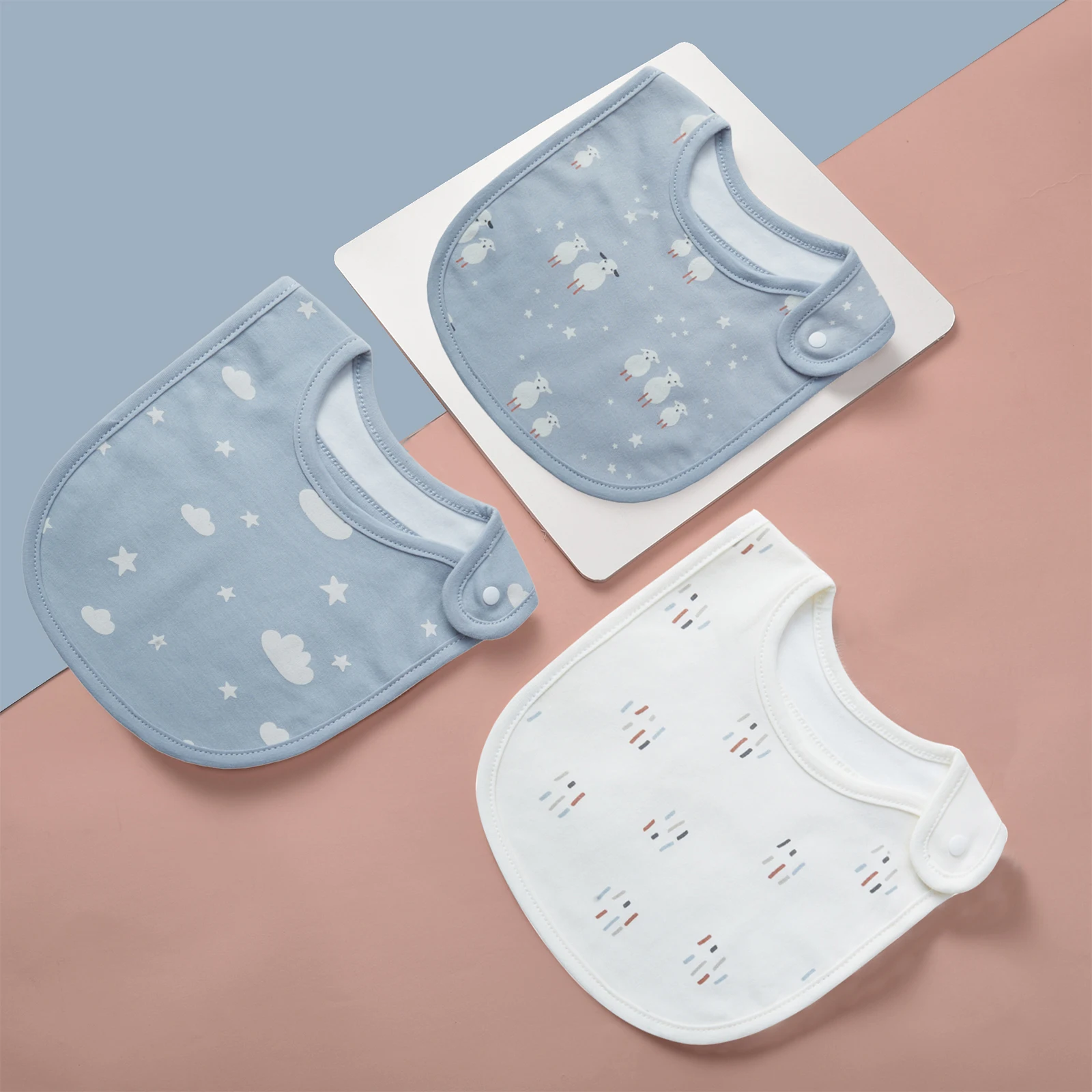 Set of 3 Waterproof Cartoon Baby Bibs and Burp Cloths