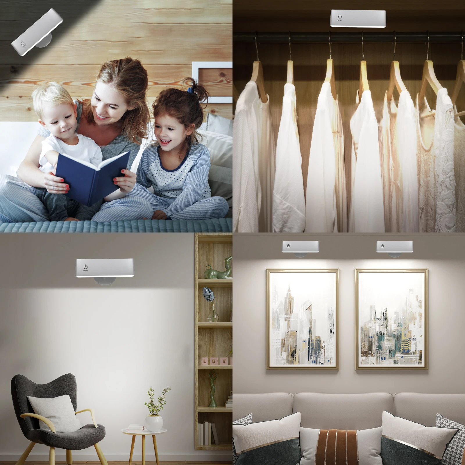 LED 벽 스콘스 조명 터치 컨트롤, 조도 조절 가능, 360 회전, 휴대용 야간 조명, 침대 옆 침실 독서등