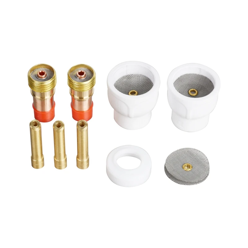 

11 TIG Welding 12 White Ceramic Nozzle Alumina Cup Kit Torches For WP 17 18 26 Stubby Collets Body Gas Lens Sets
