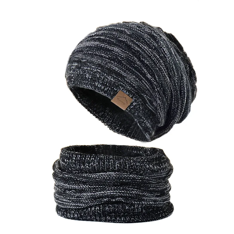 Men's Winter Keep Warm Beanie Scarf Set Women Fleece Lining Woolen Yarn Hat Knit Neck Gaiter Solid Color Unisex Design winter hat winter accessories knitted hat scarf set
