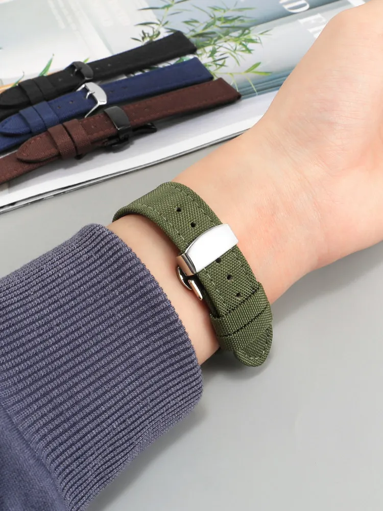 Men's Woven Nylon Watch Strap - Durable Design in Black