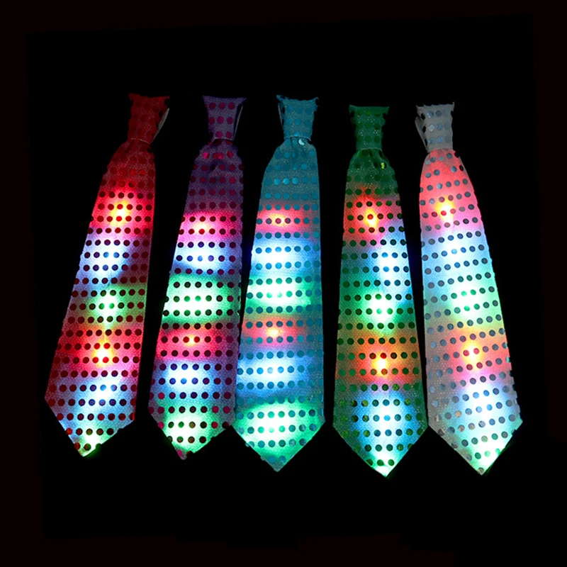 Lot De 5 Cravates Lumineuses LED Pour Le Cou - Décoration De Fête Pour Mariage, Festival, Nouvel An | Fonctionne Avec Piles
