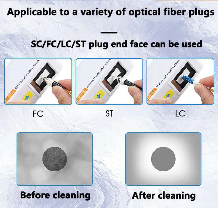 AUA-550 optical fiber end face cleaning box SC/FC/ST/LC connector wiping tool optical fiber flange adapter, pigtail cleaner