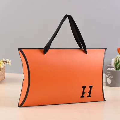 

Подарочная бумажная коробка в виде подушки оранжевого цвета, 10 шт.