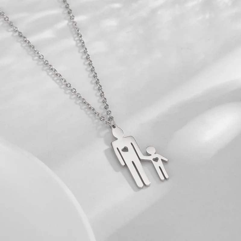 Dreamtimes Family Love Necklace Father Chain Kid Child Baby Son Daughter Gift For Woman Man Stainless Steel Pendant Jewelry Gift_voghion.com
