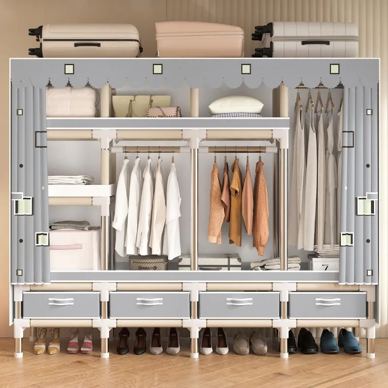 Portable Wardrobe, Freestanding Closet Hanging Organization 1